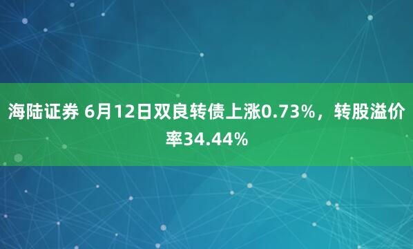 海陆证券 6月12日双良转债上涨0.73%,转股溢价率34.44%